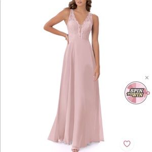 Azazie Dusty Rose Sleeveless Lace & Chiffon Bridesmaid Dress with Corset Back.